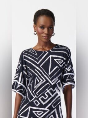 Joseph Ribkoff Geo Print Two-tone Top Style size 14